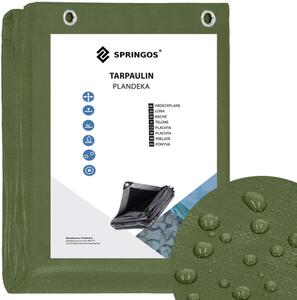 Krycí plachta s oky 4x5 m, 100g PE SPRINGOS GA21824 zelená