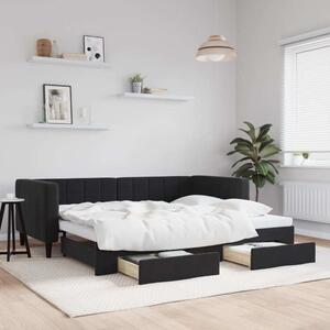 VidaXL Válenda s přistýlkou a zásuvkami 90 x 200 cm samet [3196741] Barva: Černá