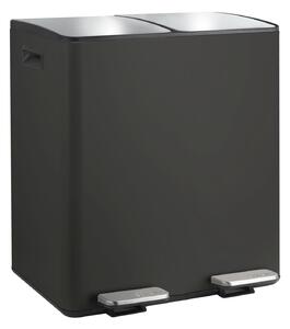 Spirella pedálový odpadkový koš na tříděný odpad ALIYA, matná černá ocel, 2 x 20 L