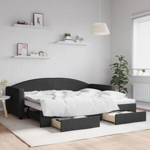 VidaXL Válenda s přistýlkou a zásuvkami 90 x 200 cm textil [3197228] Barva: Černá