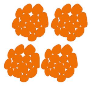 MSV sada 4 protiskluzových podložek GALETS, ve tvaru oblázků, oranžová, PVC, 12 x 13 cm