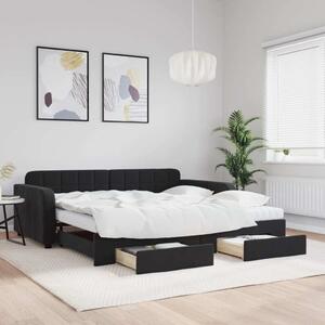VidaXL Válenda s přistýlkou a zásuvkami 100 x 200 cm samet [3197008] Barva: Černá
