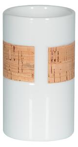 Spirella kelímek na kartáčky TUBE Nature, bílý porcelán, korek