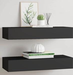 VidaXL Nástěnné police se zásuvkou 2 ks 60 x 23,5 x 10 cm MDF [330262] Barva: Černá