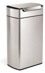 Dotykový odpadkový koš Simplehuman – 40 l, hranatý, matná nerez ocel, FPP