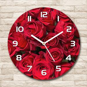Skleněné hodiny kulaté Červené růže pl_zso_30_f_67561194