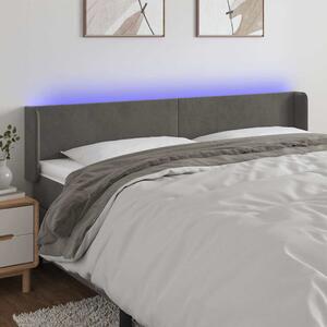 VidaXL Čelo postele s LED 163 x 16 x 78/88 cm samet [3123014] Barva: Tmavě šedá