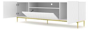BIM TV stolek Diuna 193 cm, bílý mat+zlatá