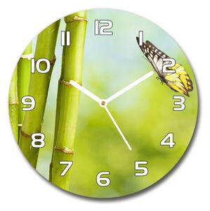 Skleněné hodiny kulaté Bambus a motýl pl_zso_30_f_69817087