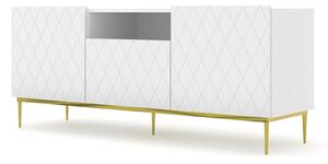 BIM TV stolek DIUNA 145 cm, bílý mat + zlatá
