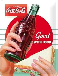 Plechová cedule Coca-Cola - Good with Food, (30 x 40 cm)