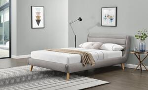 Dvoulůžková postel ELANDA –⁠ 140x200, látka, světle šedá