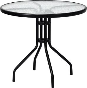 Kulatý zahradní stůl se skleněnou deskou ISLAND 90 cm, černý