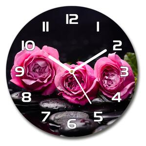 Skleněné hodiny kulaté Růžové růže pl_zso_30_f_77048055