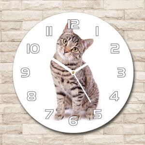 Skleněné nástěnné hodiny kulaté Kočka pl_zso_30_f_78018175