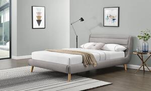 Dvoulůžková postel ELANDA –⁠ 160x200, látka, světle šedá