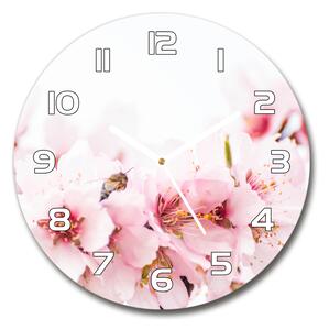 Skleněné hodiny kulaté Květy višně pl_zso_30_f_79943111