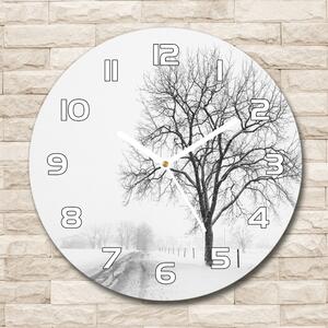 Skleněné hodiny na stěnu Strom zima pl_zso_30_f_80032038
