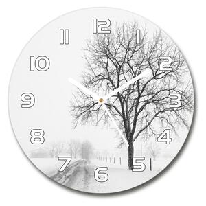Skleněné hodiny na stěnu Strom zima pl_zso_30_f_80032038