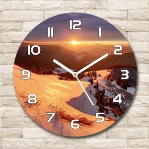 Skleněné hodiny na stěnu Zima v horách pl_zso_30_f_80261323