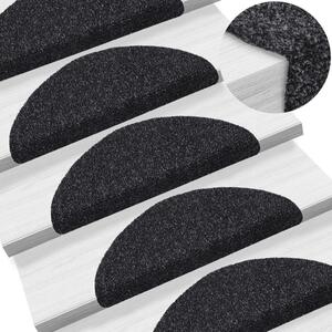 VidaXL Schodové rohože samolepicí 15 ks 56 x 17 x 3 cm půlkulaté [132692] Barva: Černá
