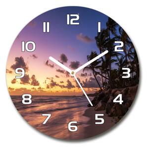 Skleněné hodiny kulaté Západ slunce na pláži pl_zso_30_f_82653610
