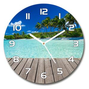 Skleněné hodiny kulaté Tropická pláž pl_zso_30_f_83145029
