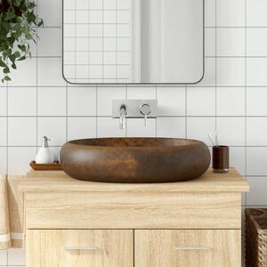 VidaXL Umyvadlo na desku oválné 59 x 40 x 15 cm keramika [155093] Barva: Hnědá