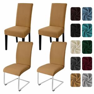 Potah na židli jídelní - Elastický - 92 % polyester 8 % Elastan - Velbloudí - Sada 4 kusů