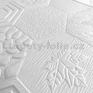 Samolepící pěnové 3D panely RS063-1, cena za kus, rozměr 70 x 67,5 cm, hexagony bílé s dekorem, IMPOL TRADE