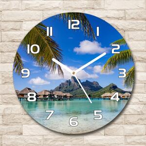 Skleněné hodiny na stěnu Palmy na Bora Bora pl_zso_30_f_90274909