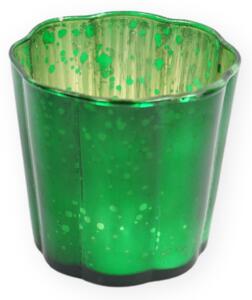 Zelený skleněný svícen RAINBOW WAVY 8 cm
