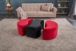 Atelier del Sofa Taburet Alya Puf - Red, Black, Černá, Červená