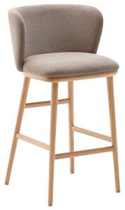 Světle hnědá barová židle Kave Home Ciselia 65 cm s dřevěnou podnoží