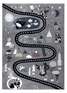 Hans Home | Dětský kusový koberec Fun Route Street animals grey - 120x170