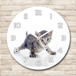 Skleněné nástěnné hodiny kulaté Malá kočka pl_zso_30_f_95620650