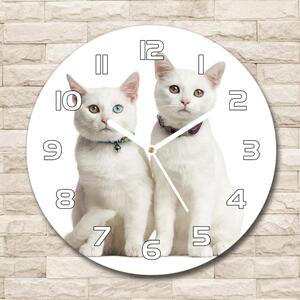 Skleněné hodiny kulaté Bílé kočky pl_zso_30_f_97350767