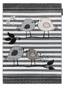 Hans Home | Dětský kusový koberec Petit C549 Birds grey - 140x190