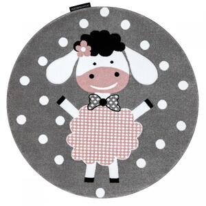 Hans Home | Dětský kusový koberec Petit Dolly sheep grey kruh - 120x120 (průměr) kruh