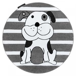 Hans Home | Dětský kusový koberec Petit Puppy grey kruh - 120x120 (průměr) kruh