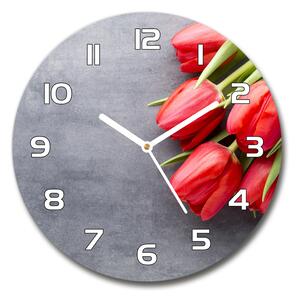 Skleněné hodiny kulaté Červené tulipány pl_zso_30_f_99719823