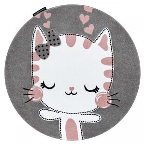Hans Home | Dětský kusový koberec Petit Kitty cat grey kruh