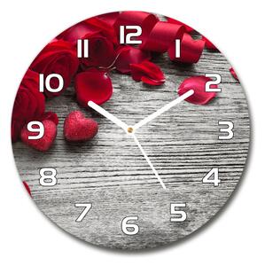 Skleněné hodiny na stěnu Červené růže pl_zso_30_f_99989329
