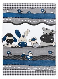 Hans Home | Dětský kusový koberec Petit Farm animals blue - 160x220