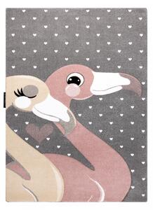 Hans Home | Dětský kusový koberec Petit Flamingos hearts grey - 120x170