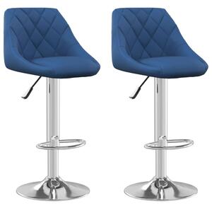 Barové židle 2 ks modré samet