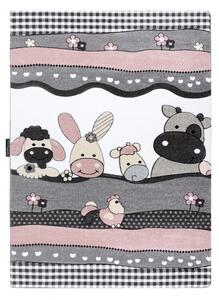 Hans Home | Dětský kusový koberec Petit Farm animals pink - 140x190