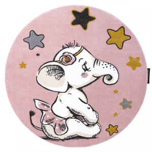 Hans Home | Dětský kusový koberec Petit Elephant stars pink kruh