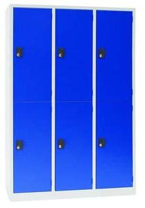 Manutan Expert Svařovaná šatní skříň Manutan Brick, 6 oddílů, cylindrický zámek, šedá/modrá