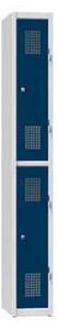 Polak Kovová šatní skříň 2-box na soklu, půlená, 300 x 500 x 1850 mm, šedá-tmavě modrá